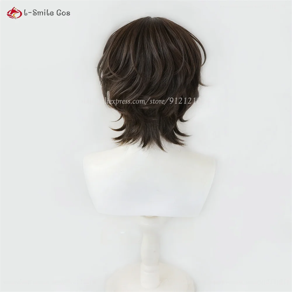 Dazai Osamu Anime Perücke Dunkelbraun Wellig Cosplay Hitzeresistent Unisex 7