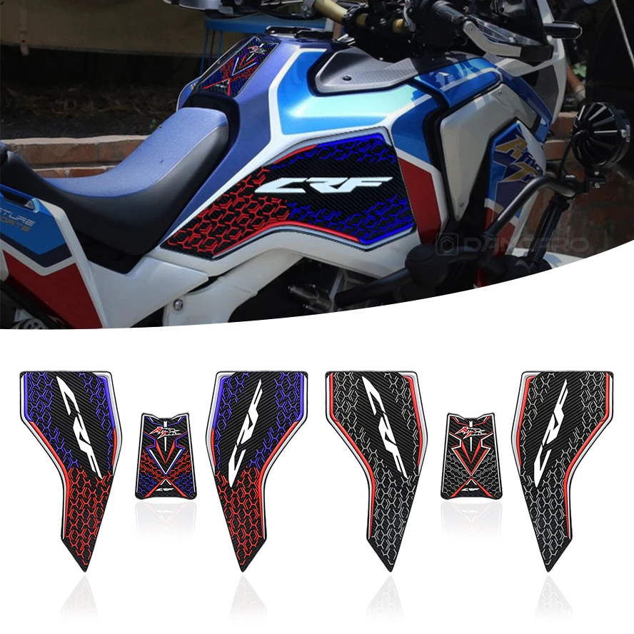 

For HONDA Africa Twin CRF1100L ADV 2020 2021 2022 Motorcycle Fuel Tank Pads 3D Sticker Accessories Rubber Carbon Fiber Grain