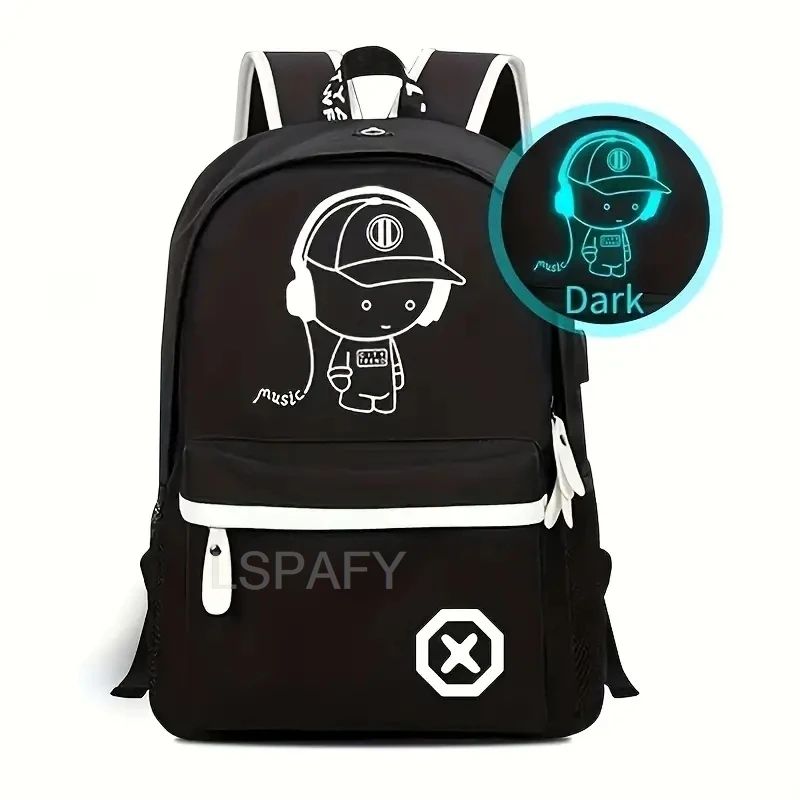 Zaino per bambini, borse da scuola per ragazzi e ragazze, zaino scolastico luminoso anime, borsa per libri impermeabile per bambini, zaino scolastico con ricarica USB, regalo - immagine 5