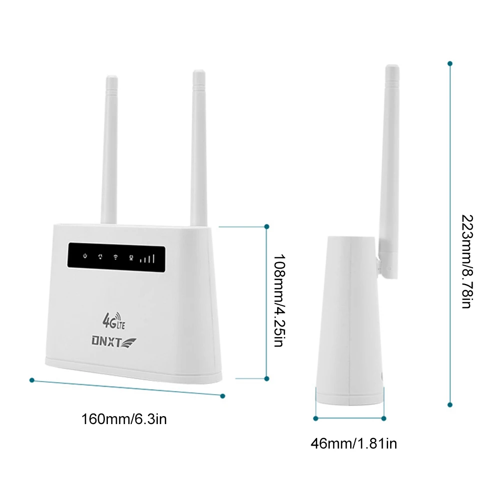 High-Speed 4G LTE Wireless Router with Dual Antennas and SIM Card Slot