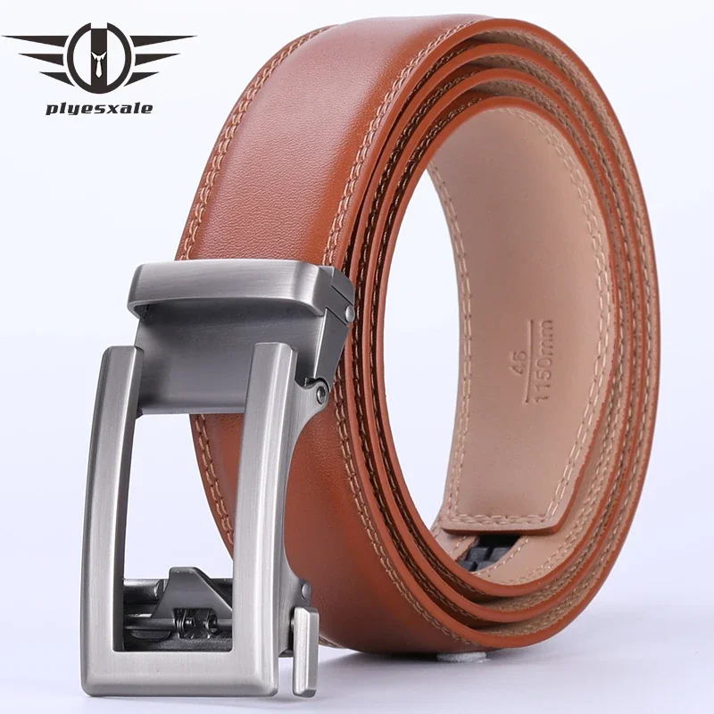 Plyesxale Uomo Designer Cinture Cintura A Cricchetto Con Fibbia Automatica Di Alta Qualità Uomo Erba Verde Marrone Ceinture Homme Luxe Marque G131