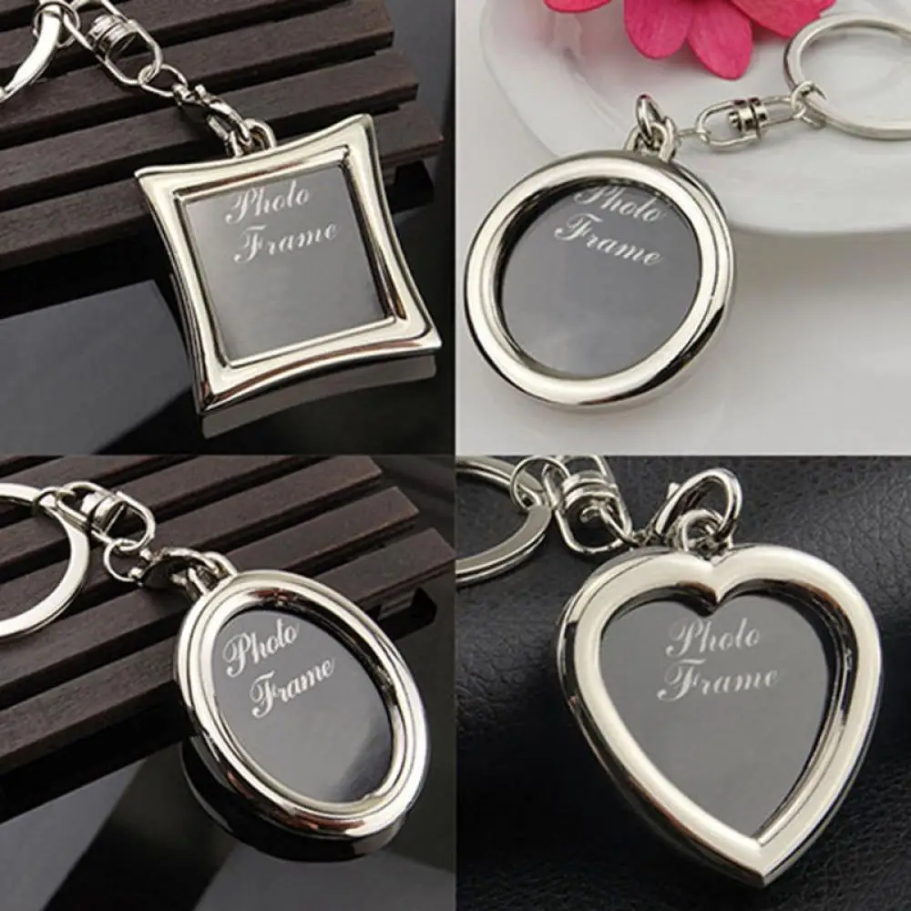 Photo Keychain Mini Metal Alloy Photo Frame Keychain Clear Picture Insert Blank Keyrings Christmas Tree Decor Photo Frame