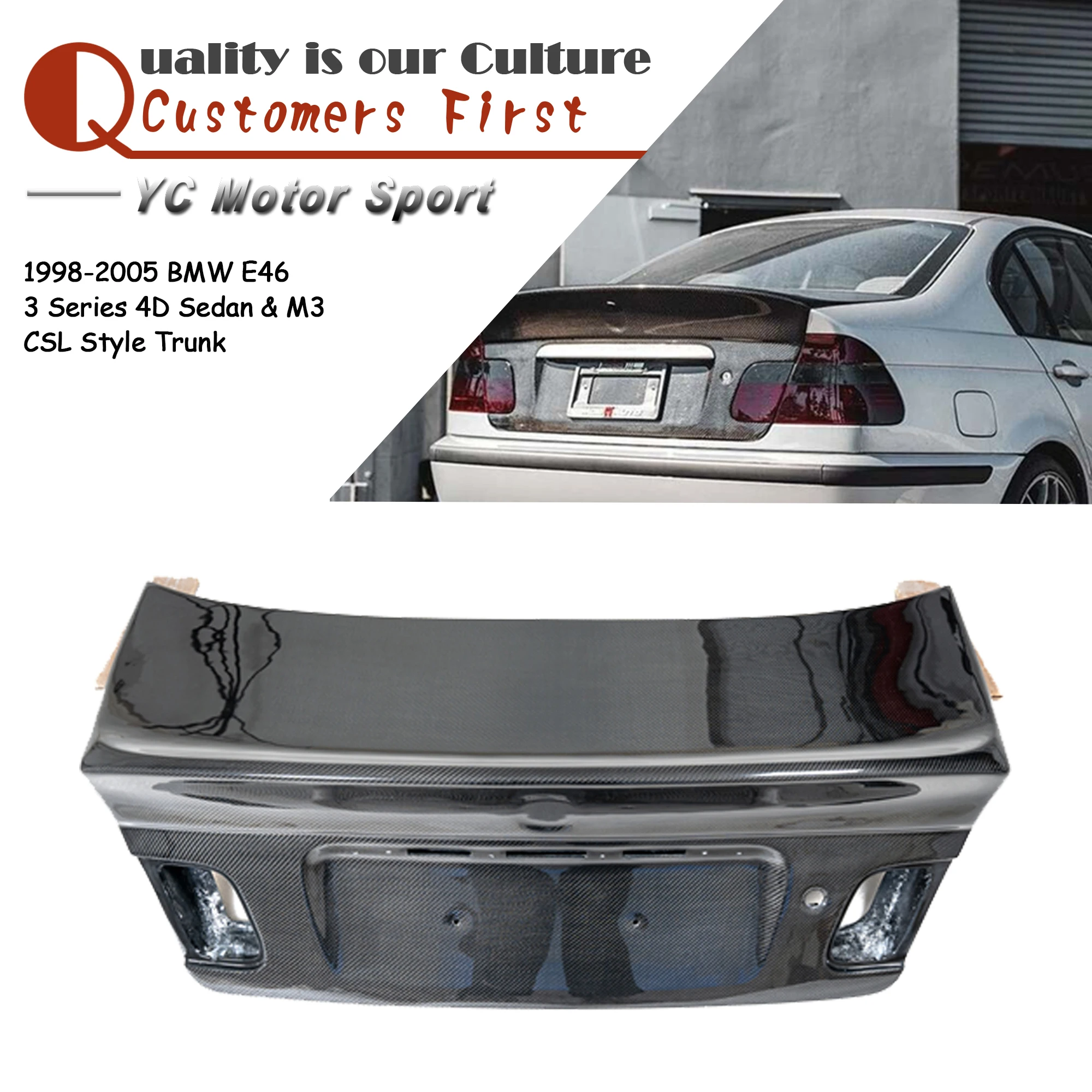 

Car Accessories Carbon Fiber CSL Style Rear Trunk Boot Lid Fit For 1998-2005 M3 E46 3 Series 4D Sedan Rear Trunk Tailgate