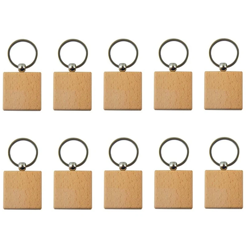 

Blank Wooden Key Chain, Wooden Key Chain, Key Ring, Key Tag, Personalized EDC Or Best Gift Craft (Square, 10 Pieces)