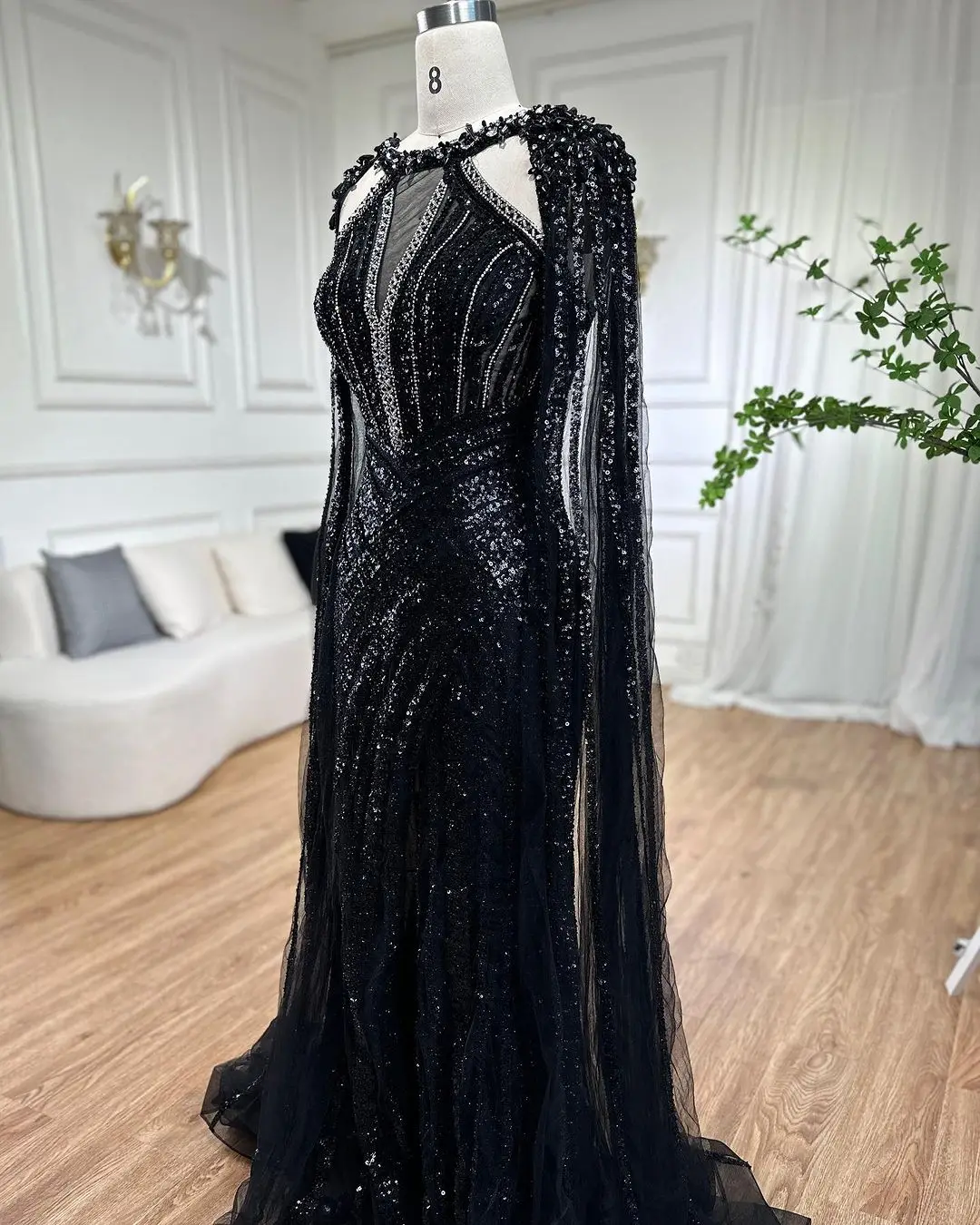 Sa8a8ecc039da4acb9371c3c7e2af1010d Lilac Cape Sleeves Mermaid Luxury Beaded Evening Dresses Open Split Wedding Party Gowns For Women Mallzona