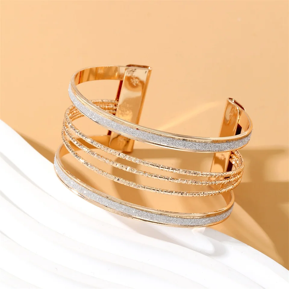 h'eres　GEN NEUTRAL BANGLE EN Punk Metal Bracelets Bangles For Women Vintage Exaggerated Gold