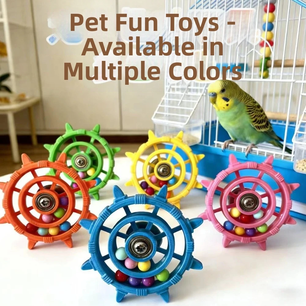 Colorful Rudder-Shaped Parrot Spinner Rattle Toy - Bite-Resistant Bird Exercise Toy