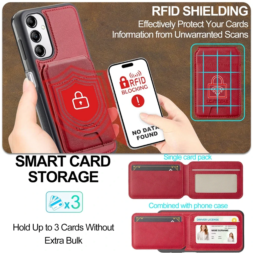 Premium 2-in-1 Leather MagSafe Phone Case with Card Holder & Magnetic Closure