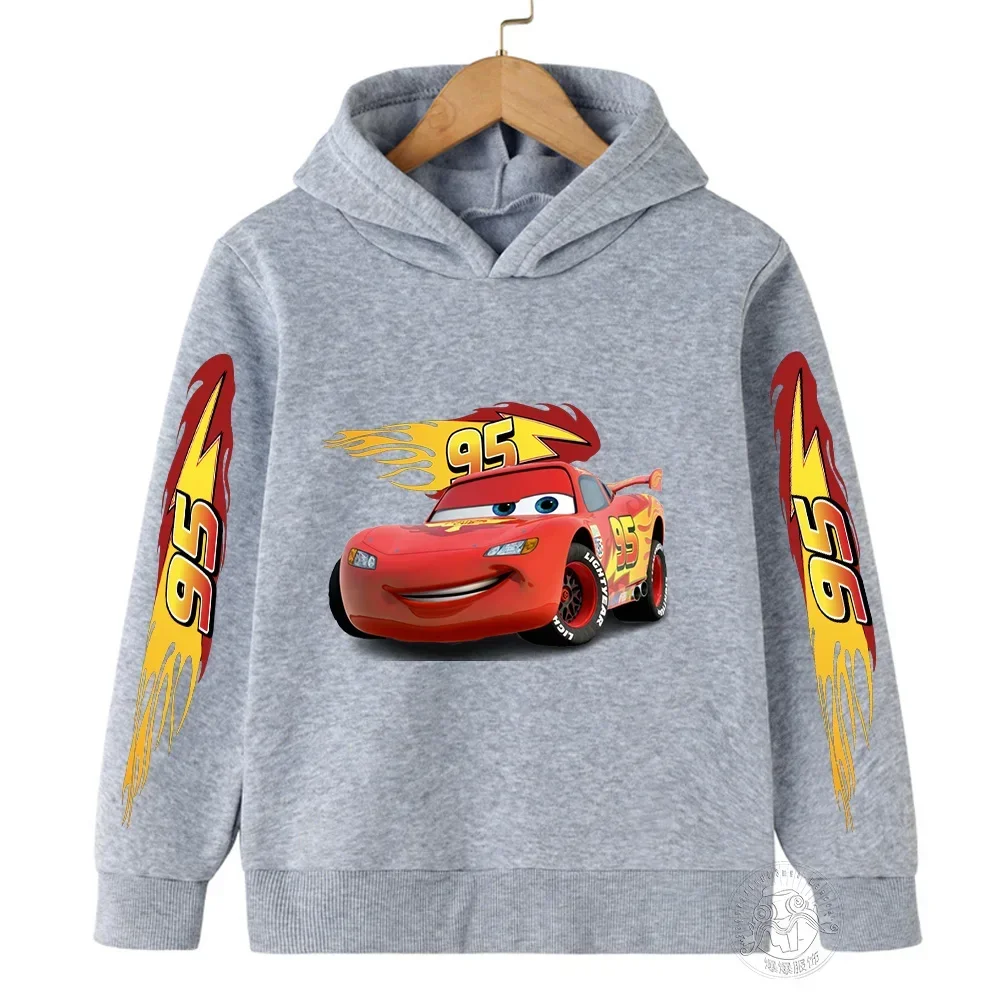 Children Hoodie Disney Car Lightning McQueen Cartoon Autumn Cute Anime Printed Kid Boy Girl Pullover Sweatshirt