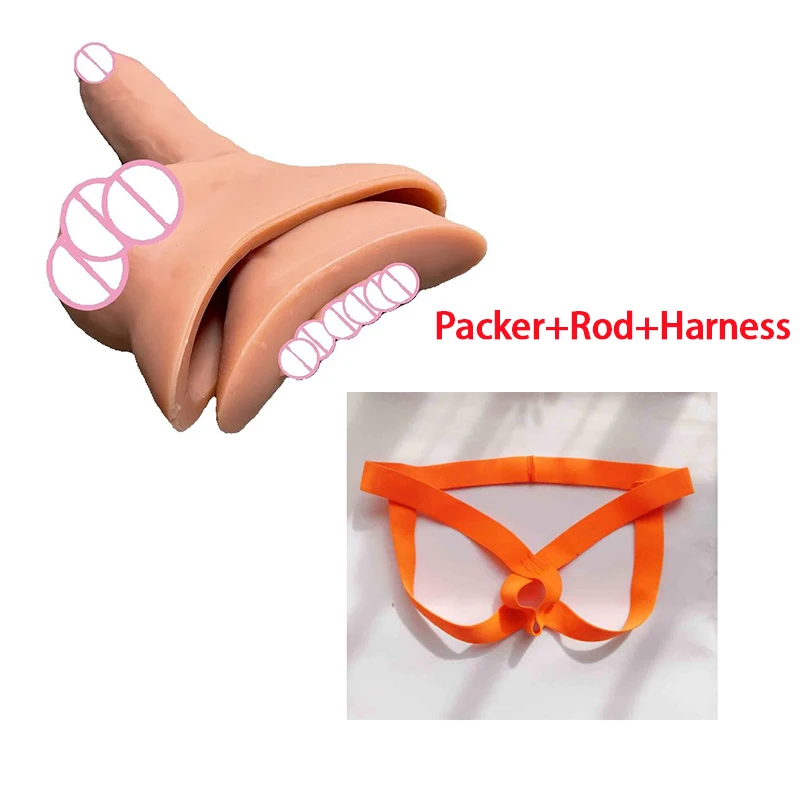 Transgender Prosthetic 3 in 1 Strap On Penis Packer with Silicone Insert Rod STP Device for FTM GOFLYING Packer