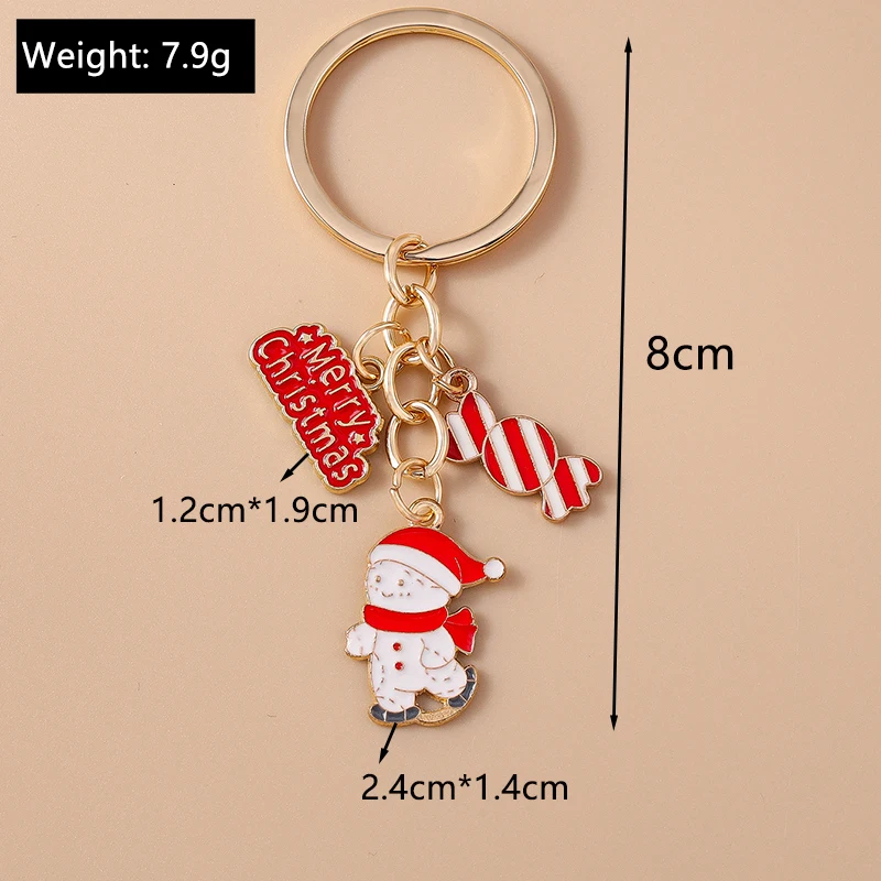 Modischer Weihnachtsbaum-Schneemann-Schlüsselanhänger für Autoschlüssel Festliche Geschenke für Frauen Männer Handtaschenanhänger Schlüsselringe DIY-Accessoires – Detail 1