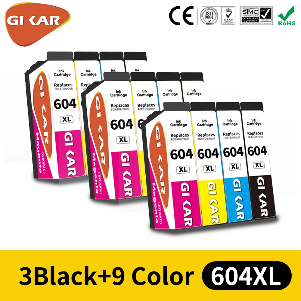 Cartuccia D'Inchiostro Gikar 604 604Xl Per Epson Expression Home Xp-2200 2205 3200 3205 4200 4205 Wf-2910D 2930Dwf 2935Dwf 2950Dwf