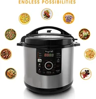 12 Quart Digital Pressure Cooker with 15 Preset Options and Glass Lid, Silver 2
