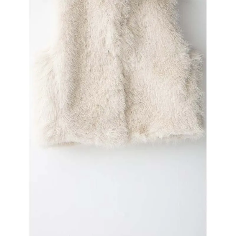 2025 Women Chic Elegant Faux Fur Vest Sleeveless Jackets Streetwear Fluffy Vests Coat Winter Fashion Waistcoats Tops