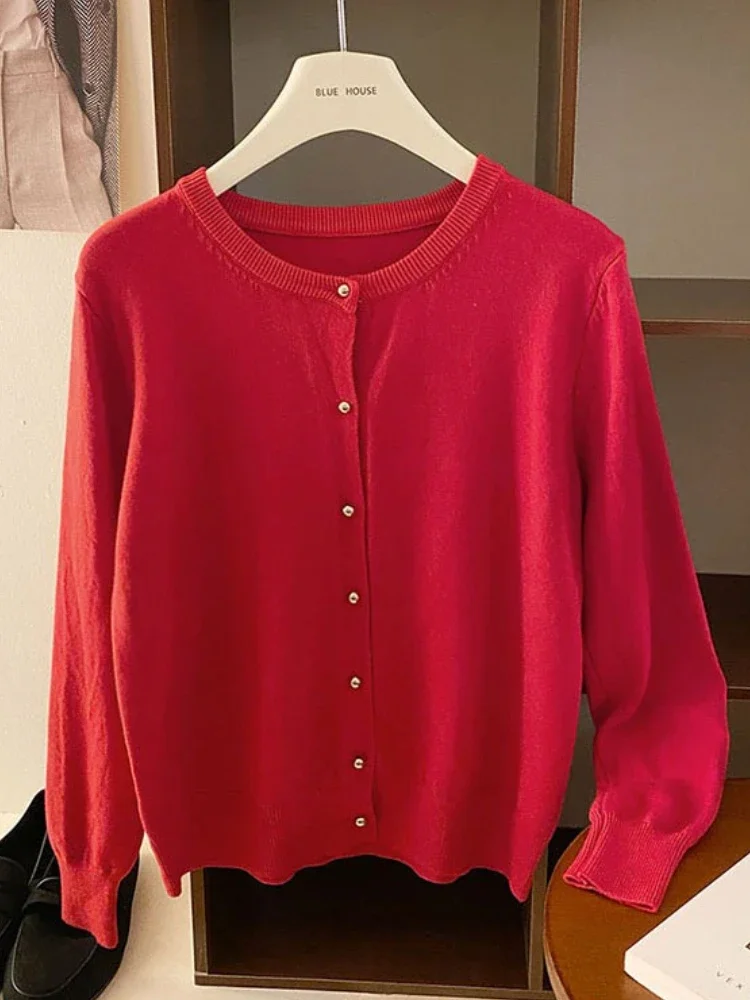 Zjaiss Women's Tops 2025 Autumn Winter New Cardigan Retro Single Breasted Female Casual Solid Long Sleeve Knitted Sweater - Image 3