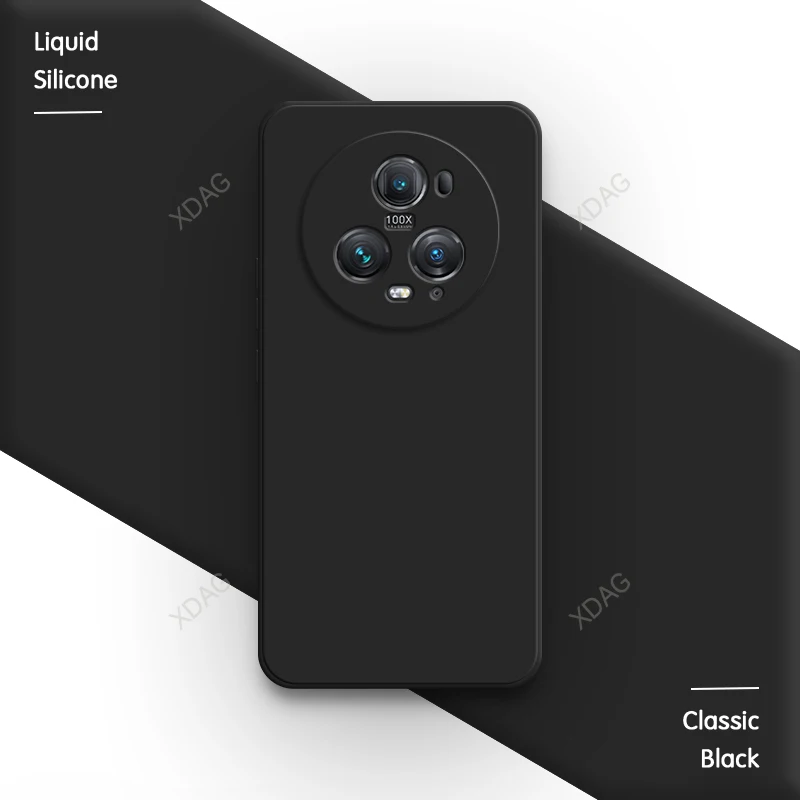 HAOYE Cover per Huawei Honor Magic5 Pro (Magic 5 Pro) con Girevole Anello, Traslucido Custodia con Supporto Magnetico Auto, Silicone TPU e PC Doppio Strato Protettiva Bumper. Nero