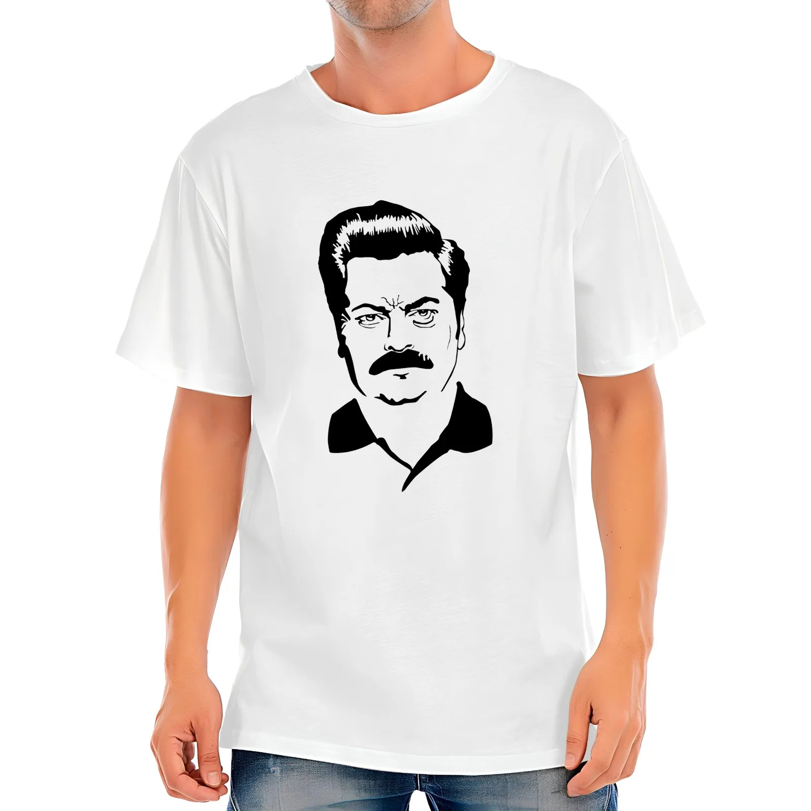 Maglietta In Cotone Ron Swanson Real Man Lavorazione Del Legno Survivalist Maniche Lunghe O Corte