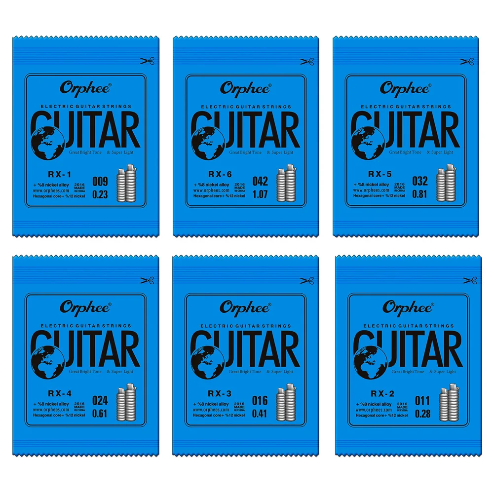 

Orphee Single Guitar Strings Replacement For Electric Guitar Extra Light- (9-42) RX15 10pcs Nickel Alloy Super Light Tension
