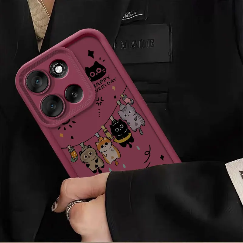 Fashionable Cute Cartoon Cat Silicone Shockproof Protective Back Cover Case