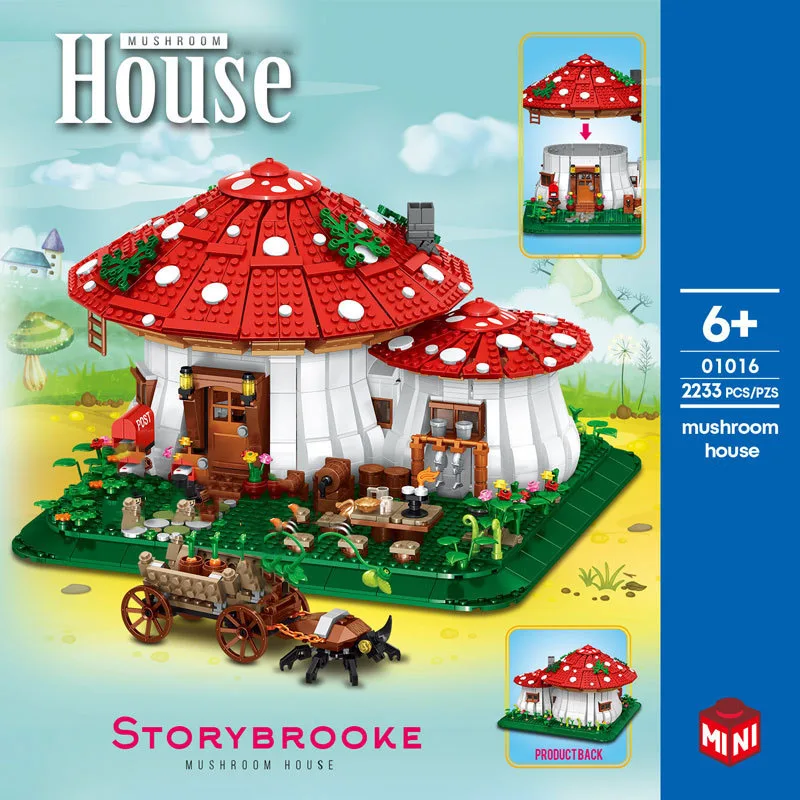 

Creative Fairy Tale Street View Mini Block Mushroom House MOC Building Bricks Figures Assemble Model Toys For Kids Gifts