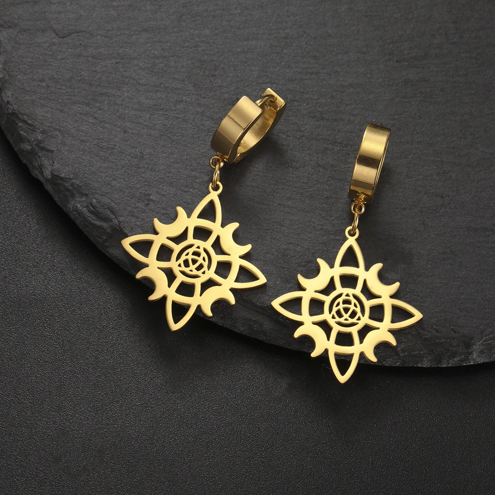 Dawapara Hexenknoten-Ohrringe, Celtics-Knoten-Creolen, Wicca-Schmuck, Edelstahl, irisches Glück, Neujahrsgeschenk – Detail 33