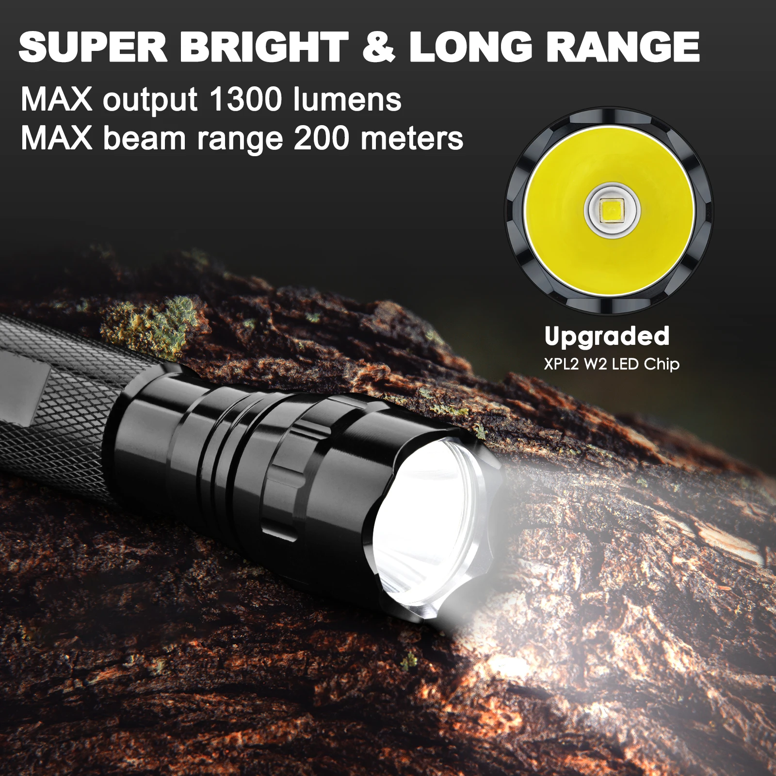 Lampe de poche à DEL rechargeable étanche MAXIMUM, 600 lumens, piles  comprises, noir