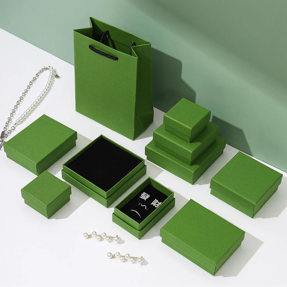 24 Stück Grüne Schmuckbox für Ohrringe, Armbänder, Ringe und Halsketten, Geschenkverpackung für Geburtstage und Feiertage, Schmuckpräsentation für Geschäfte – Detail 2