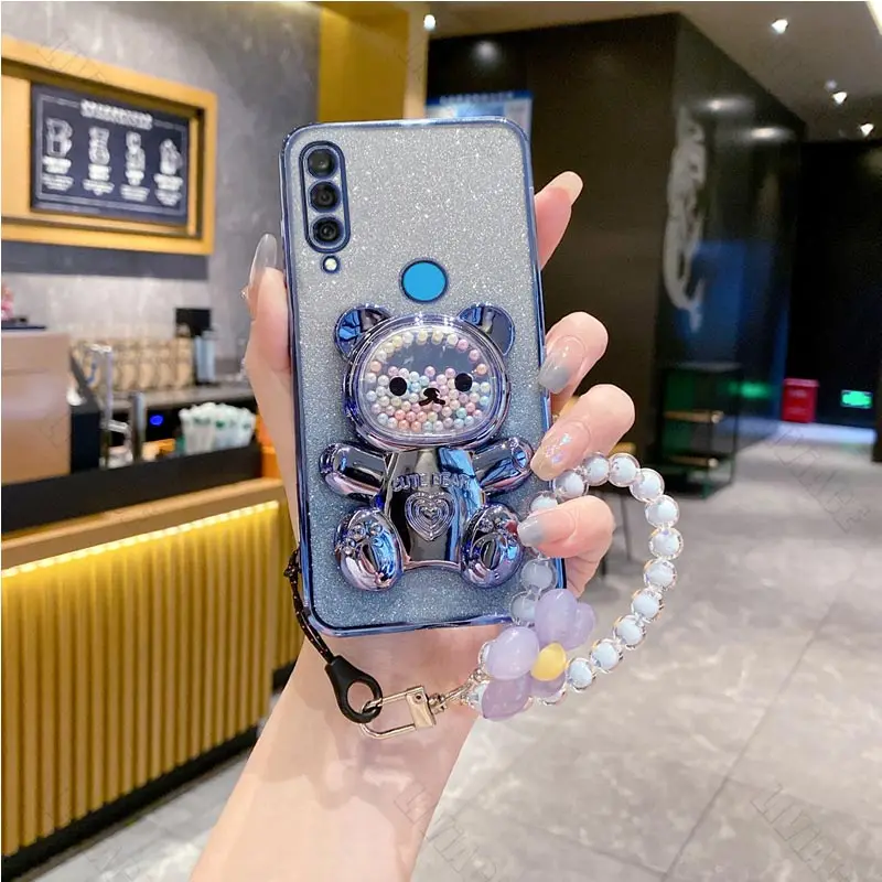 Floral Bear Strap Phone Holder Case with Stand - Universal Fit