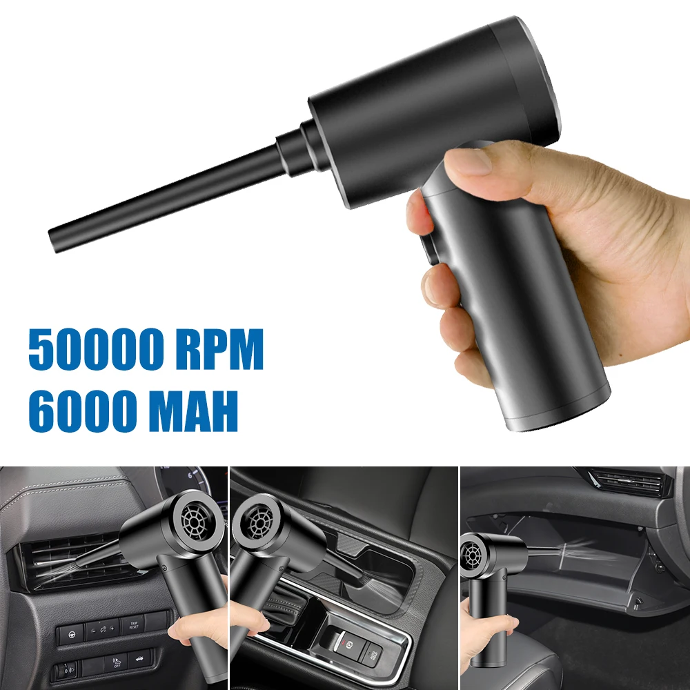 

Cordless Air Dust Cleaner Car Computer Keyboard Cleaning Dust Blowing Gun Handheld Air Duster 50000 RPM Electric Air Blower