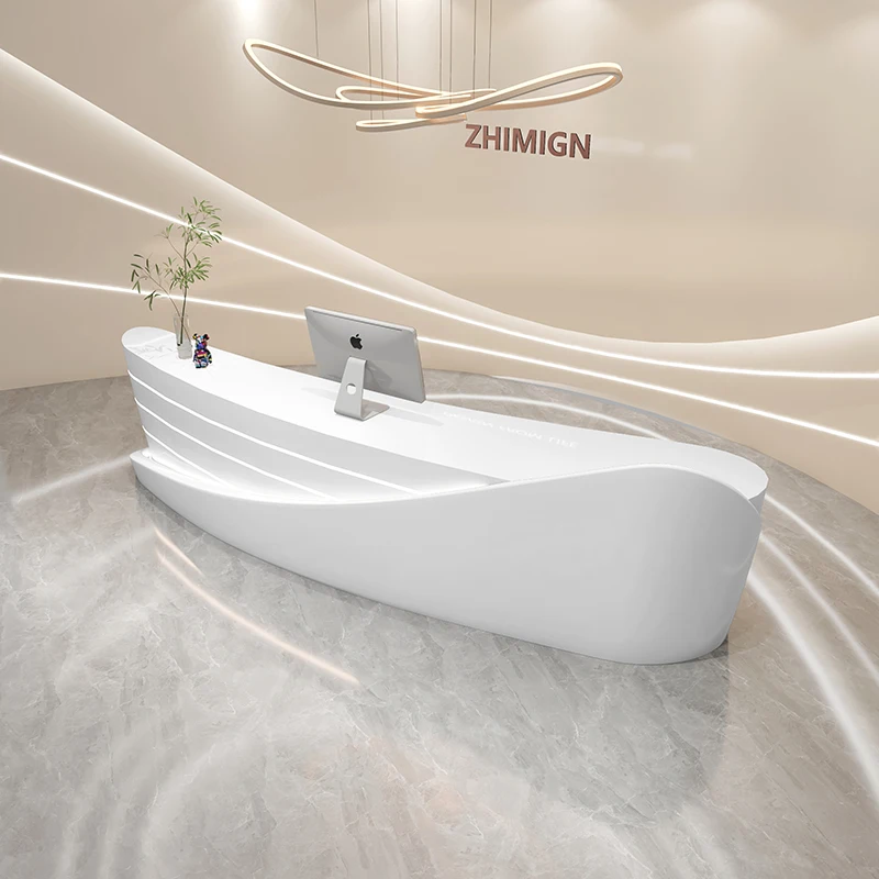 Modern Beauty Reception Desk Front Cashier Counter Wooden Commercial Clinic Reception Desk Hotel Schreibtisch Shop Furniture HDH