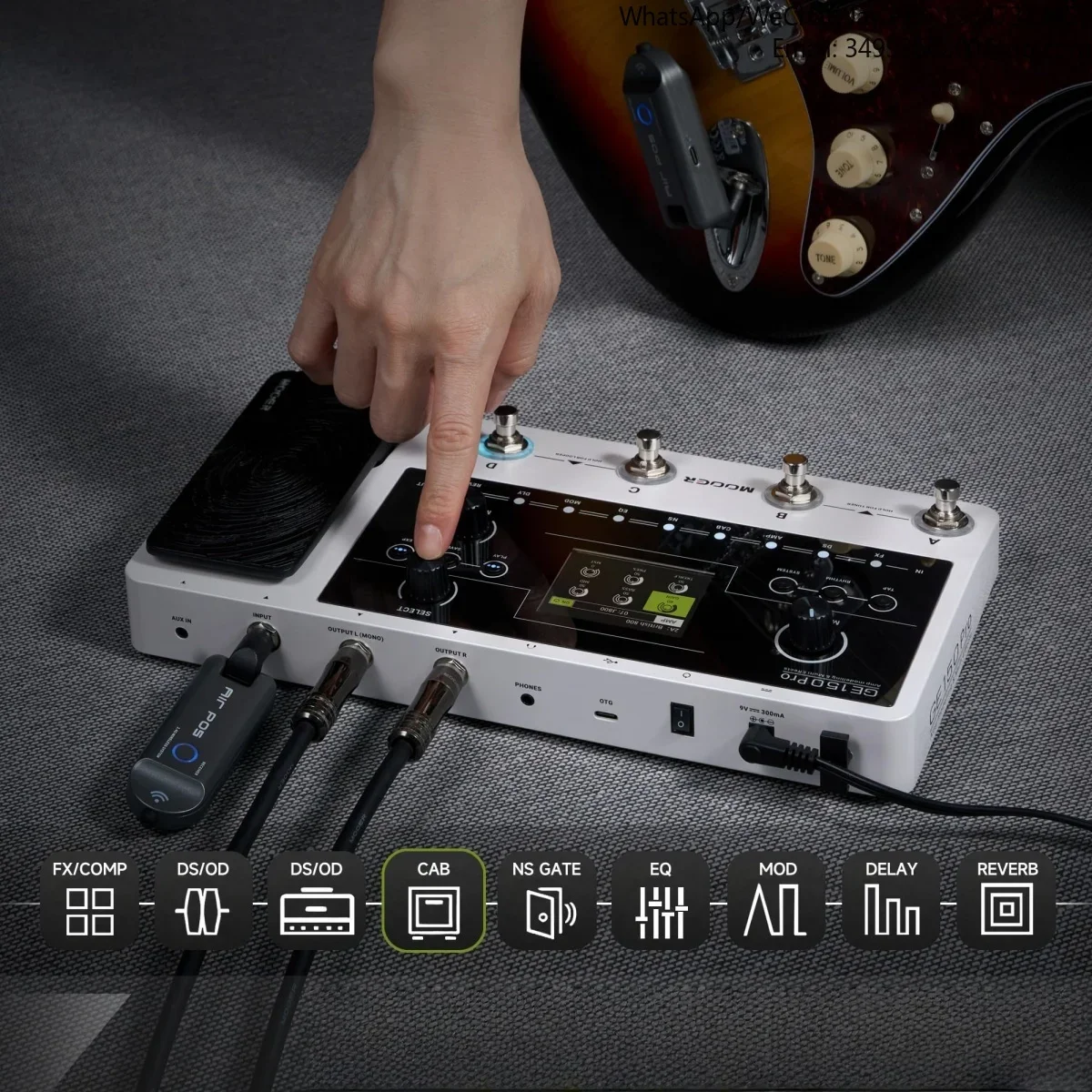 무어 GE150 프로 모델링 멀티 FX 페달: 4개의 풋스위치, 익스프레션, IR 로더, USB 레코딩, 리버브, 기타용 딜레이