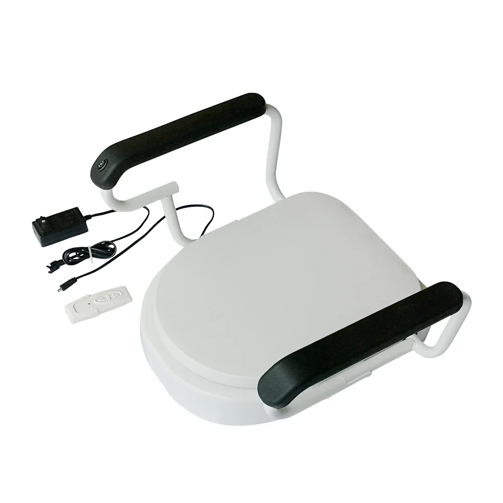2020 new design D shape electric freestanding toilet seat handrail helper lift with motor for elderly handicap disabled person 4