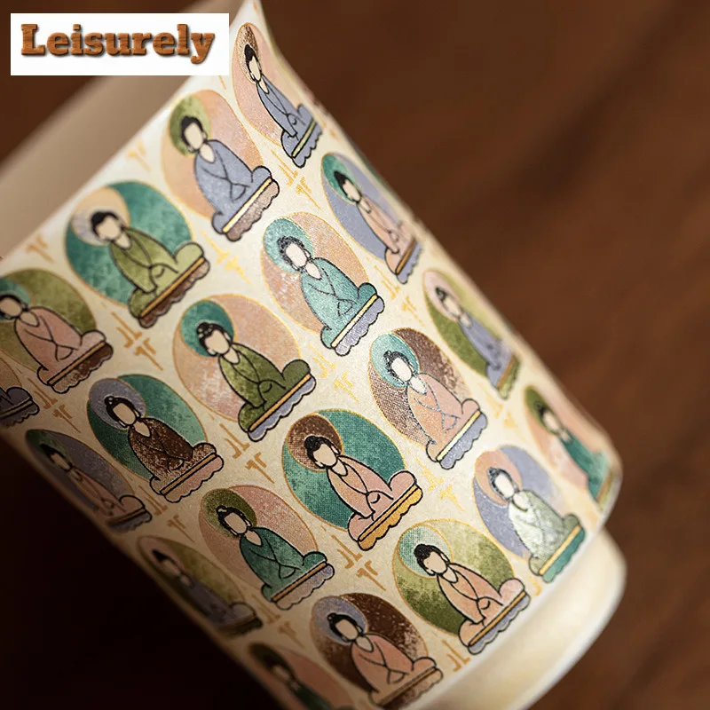 Zen Dunhuang Thousand Buddha Ceramic Teacup Antique Tea Bowl Set of Cups Tea-tasting Meditation Cup Chazhan Master Cups Teaware