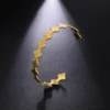 Amaxer Stainless Steel Hammered Four-Leaf Clover Bracelet For Women Girl Flower Bangles Christmas Jewelry Party Lover Gift 1