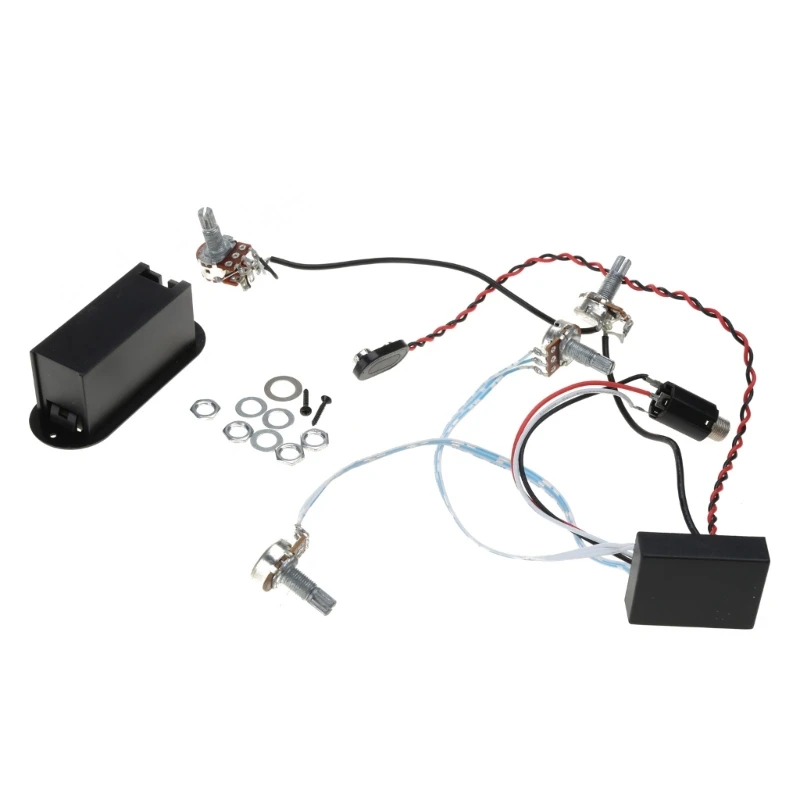 

New 2 Band Active Bass Guitar EQ Equalizer Preamp Circuit Pickup Black Accessories