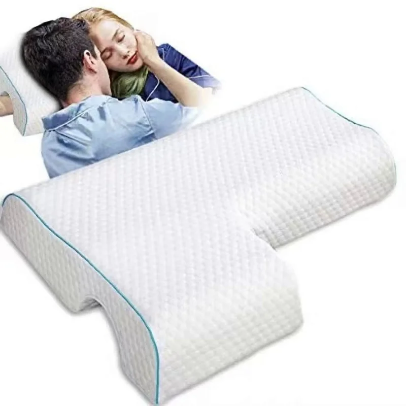 

NEW Couples Arched Pillow with Arm Rest Memory Foam Anti Hand Pressure Neck Pain Relief Sleeping Cuddle Cervical Latex Cushion