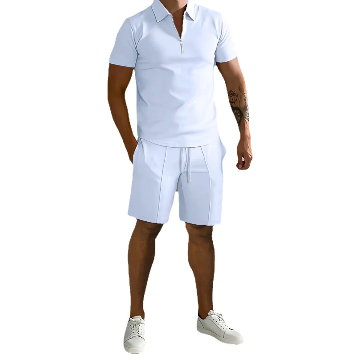 Summer European And American Men's Polo Casual Loose Fitting Short Sleeved Shorts Sports Set