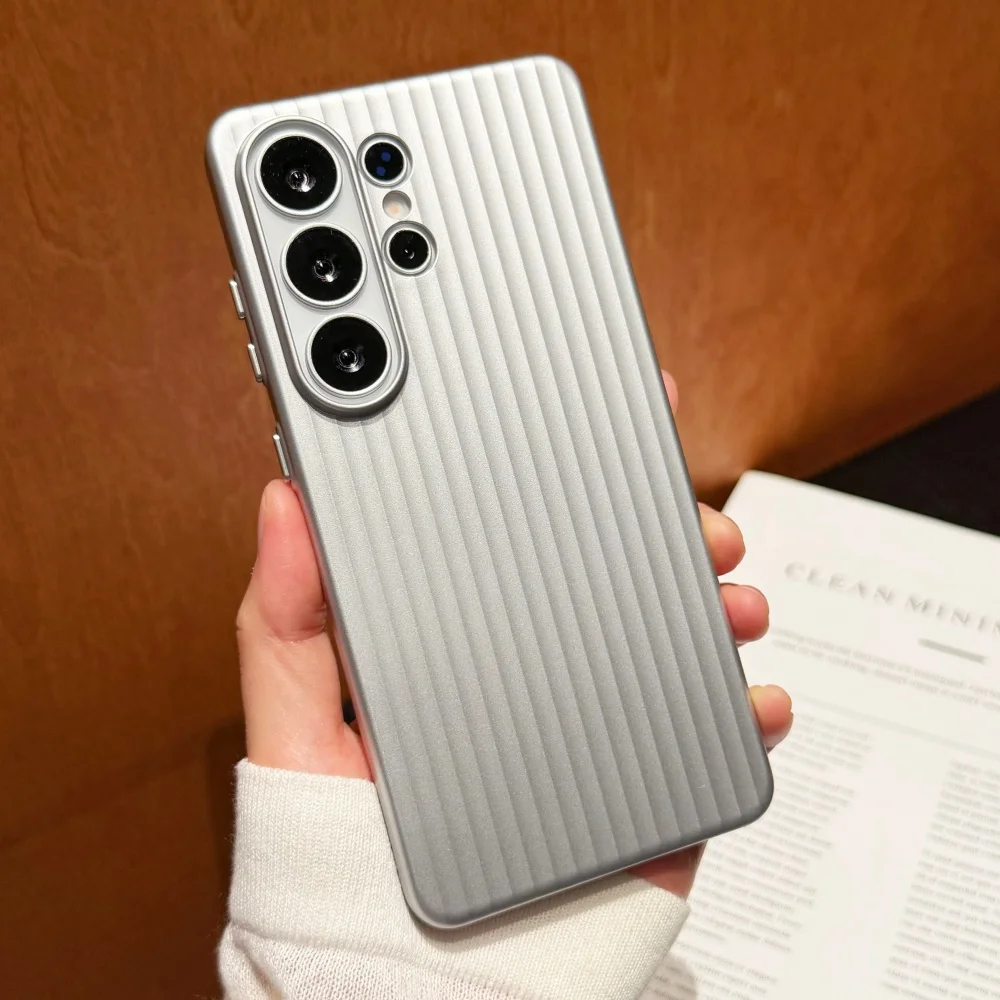 Luxury Striped Textured Matte Luggage-Inspired Shockproof Hard Case