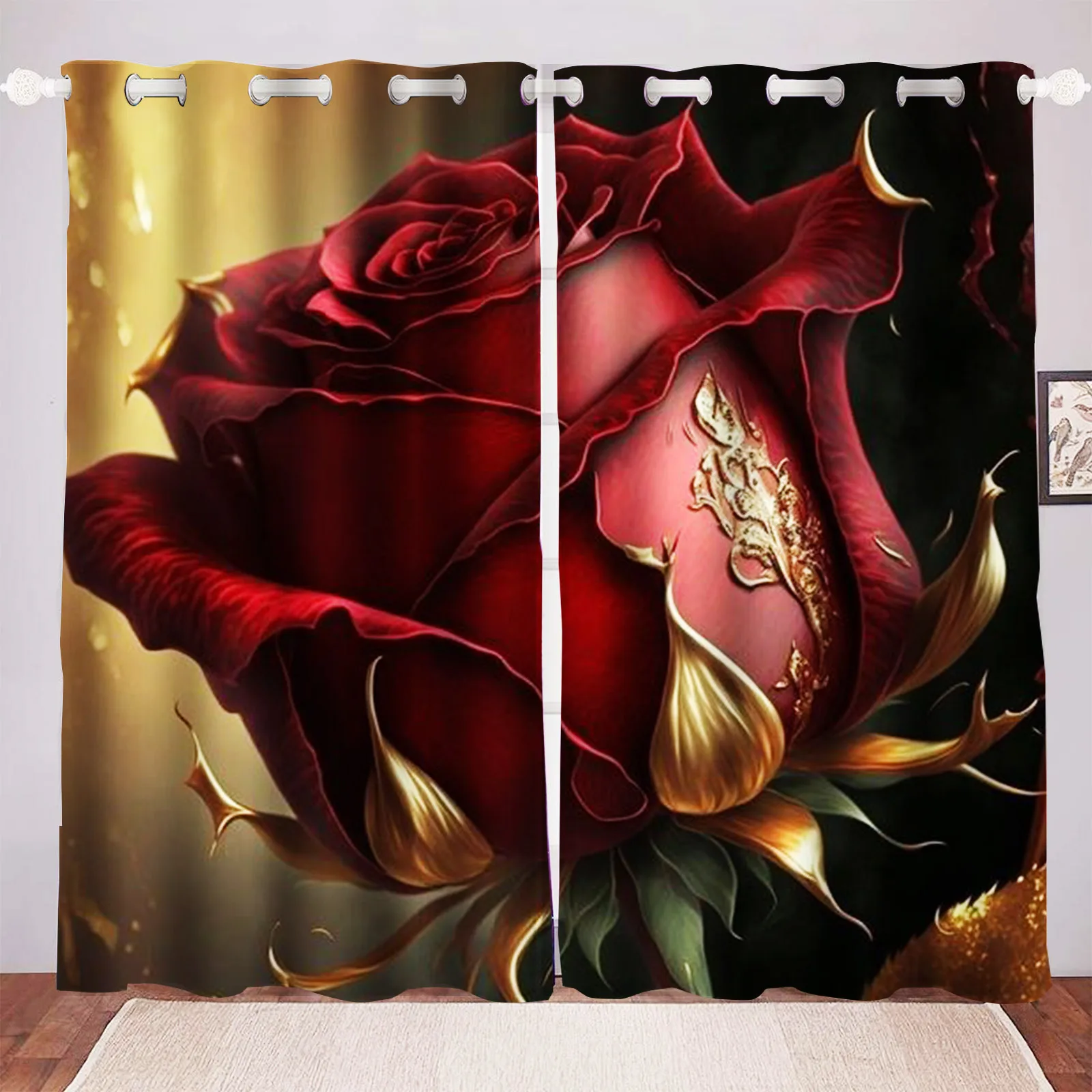 Rose Cartoon Curtains Cute Living Room Blackout Animated Curtains Customisable Home Nursery Window Treatments 3