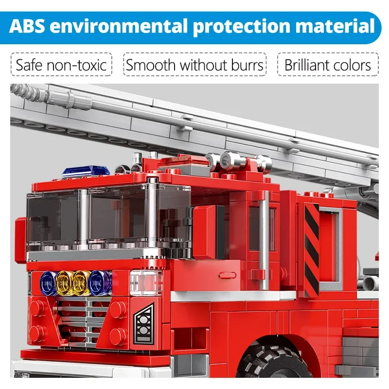 Simulazione città pompiere salvataggio veicolo di ingegneria mobile Building Block camion dei pompieri Kit modello regalo giocattolo assemblato per bambini