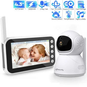 4.3" Baby Monitor with Camera Pan-Tilt 2X Zoom Babyphone 2000mAh 12-Hour Battery Life 2-way Talk Night Vision VOX Temperature
