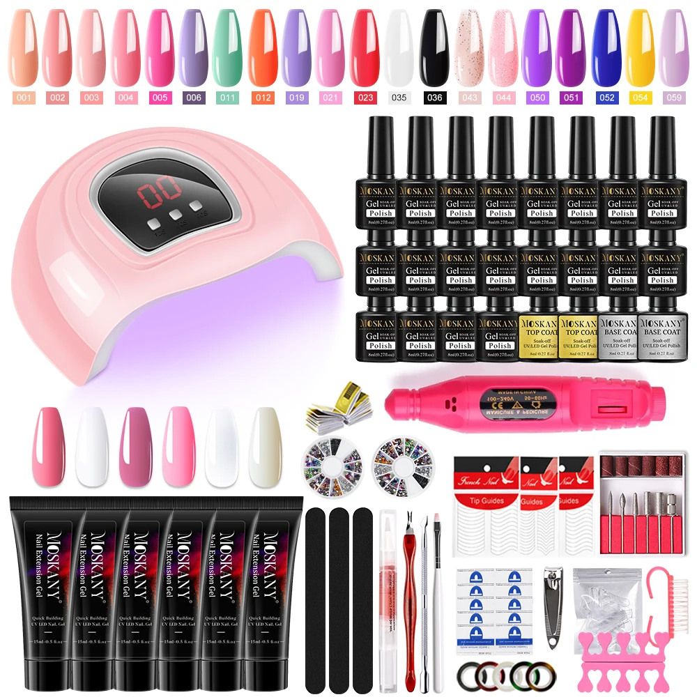 

Poly Gels Nail Kit With Nail UV Lamp Dryer Gel Varnish Nail Polish For Quick Building Nails Extensions Hard Gel Manicure Set