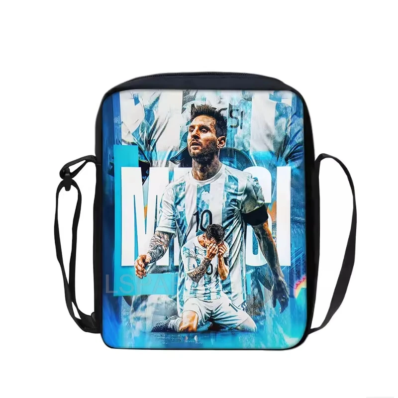 Borsa a tracolla stampata M-Messi, borsa a mano, borsa da scuola per stelle del calcio, borsa porta telefono, borsa sportiva da calcio, borsa per lo shopping, miglior regalo - immagine 6