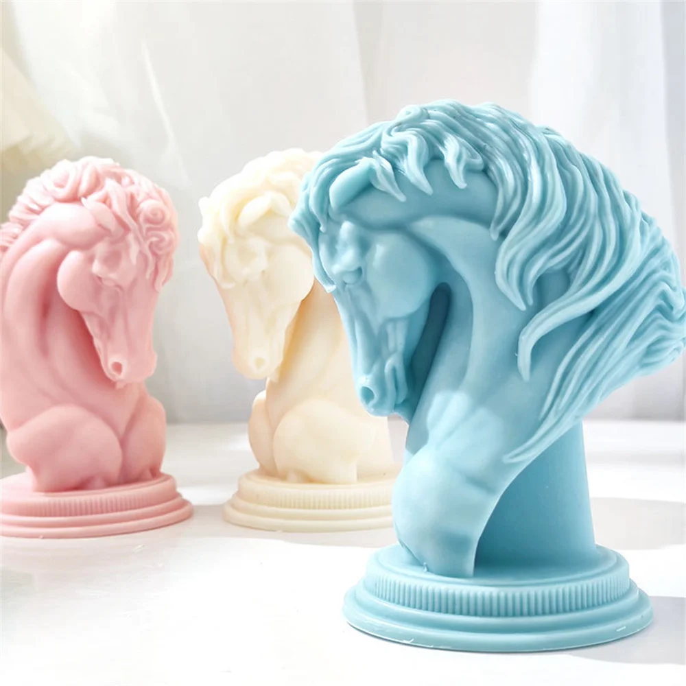 Animal Horse Head Candle Mold Silicone Reusable for DIY Epoxy Resin Plaster Casting