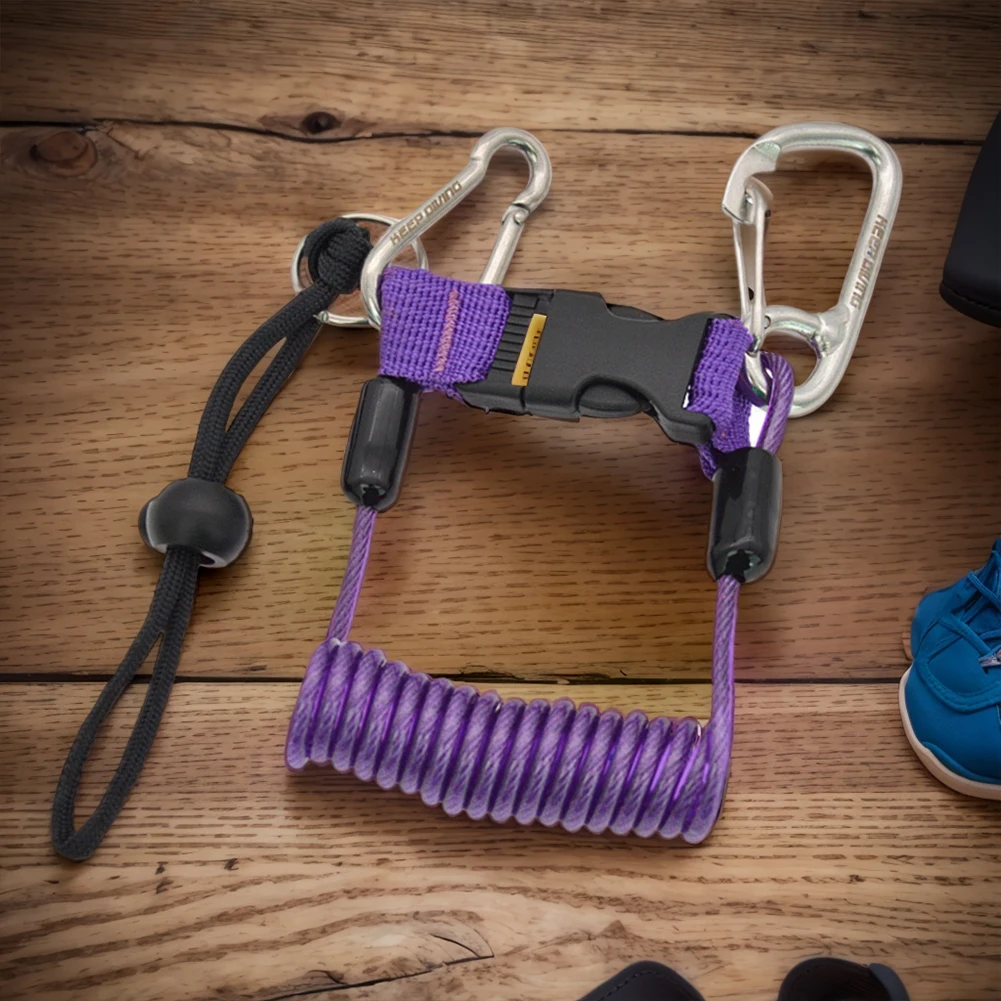 Swimming Diving Lanyard with Quick Release Buckle Scuba Diving Coil Landyard Stainless Steel for Underwater Camera Flashlight