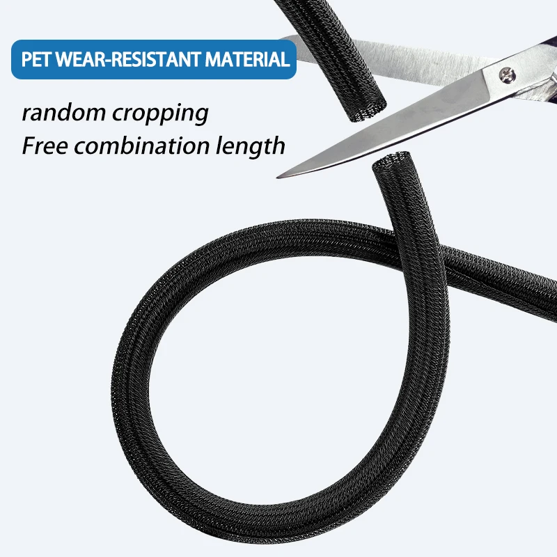 Durable Self-Closing Braided Cable Sleeve - High-Protection Wear-Resistant Insulated Wire Organizer