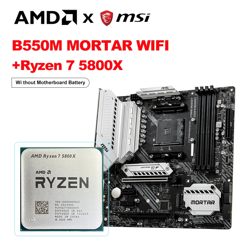 Msi New Mag B550m Mortar Wifi + Ryzen 7 5800x R7 5800x Cpu Processador