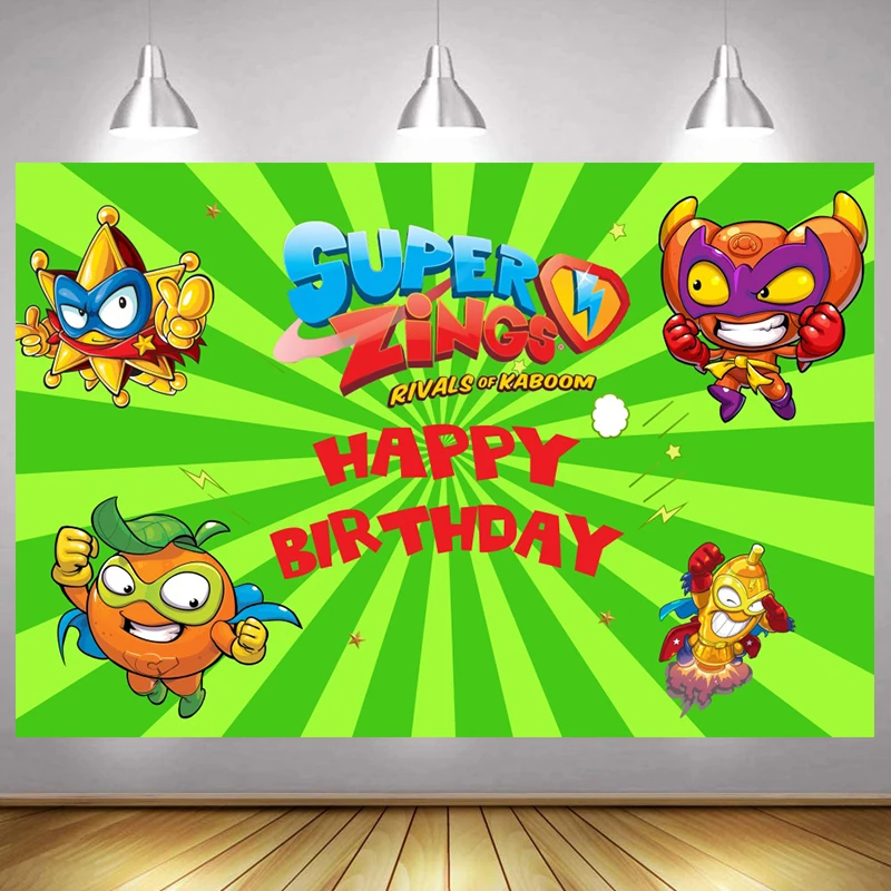 Super Zings Sfondo Baby Shower Boy Girls Happy Birthday Party 1St Photography Background Banner Fotografico