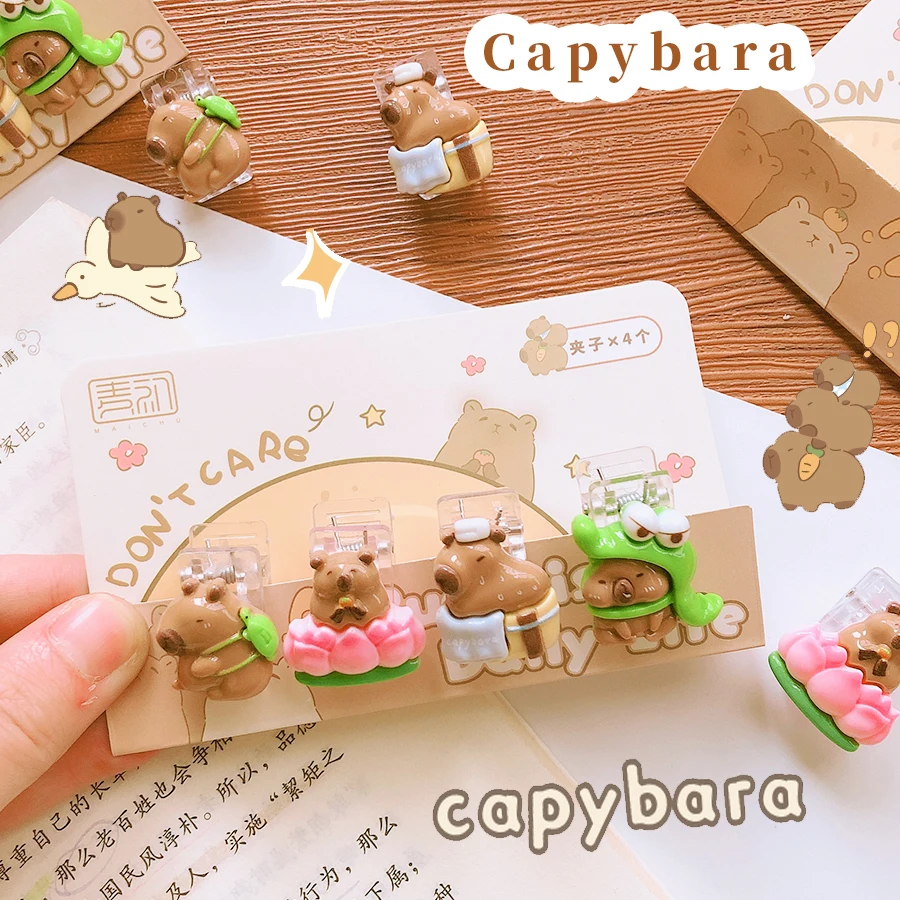 Cute Paper Clip Creative Capybara Scrapbook Journal Clip Student Stationery Acrylic Office Binding Photo