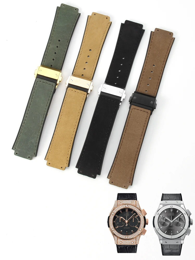 Cinturino Per Orologio In Pelle Bovina Con Glassa Morbida E Confortevole Di Alta Qualità Per Hublot Yubo Classic Fusion Black 19Mm Cinturino In Gomma 